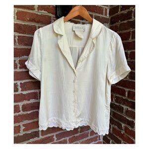 BHLDN Juniper Scalloped Short Pajama Set - Cream